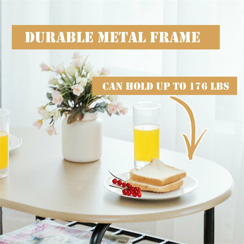 Costway 3-piece MDF and Iron Dining Set with Table and 2 Chairs in Natural