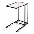 Costway Steel Coffee Tray Side Sofa End Table with Glass Top in Black