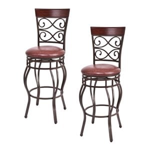 Costway Polyurethane Bar Stools with Swivel Seat in Brown (Set of 2)