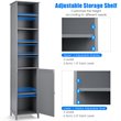 Costway 72'' Contemporary MDF Bathroom Cabinet with 5 Shelves in Gray