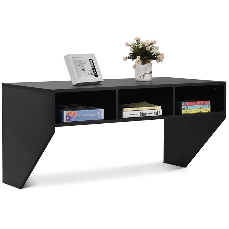 Costway Contemporary MDF Wall Mounted Floating Computer Desk in Black