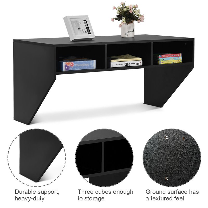 Costway Contemporary MDF Wall Mounted Floating Computer Desk in Black