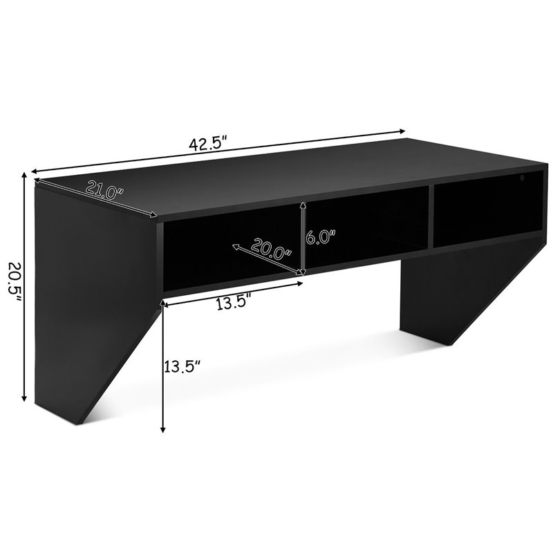 Costway Contemporary MDF Wall Mounted Floating Computer Desk in Black