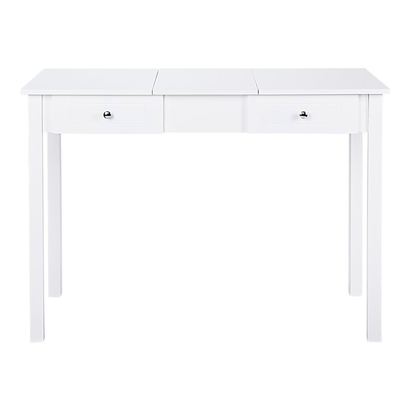 Costway MDF and Wood Dressing Table Set with Flip-top Mirror in White