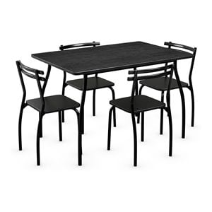 Costway 5-piece Home Kitchen Wood Dining Set with Table/4 Chairs in Black