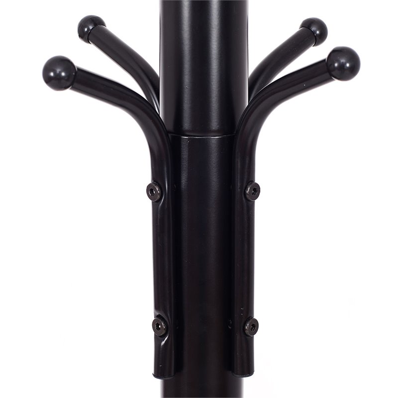 Costway 78'' Contemporary Powder-coated Steel Free Standing Coat Rack in Black