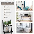 Costway 3-tier Contemporary MDF Leaning Rack Wall Ladder Book Shelf in Black