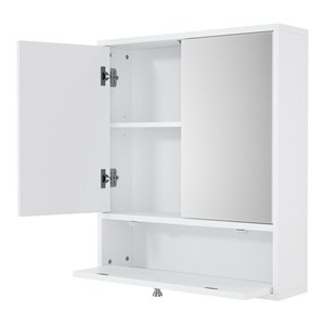 Costway Contemporary Wood Wall Mount Bathroom Cabinet with 2 Mirrors in White