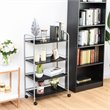 Costway 4-tier Steel Multifunction Rolling Storage Cart in White/Black
