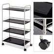 Costway 4-tier Steel Multifunction Rolling Storage Cart in White/Black