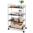 Costway 4-tier Steel Multifunction Rolling Storage Cart in White/Black