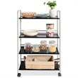 Costway 4-tier Steel Multifunction Rolling Storage Cart in White/Black