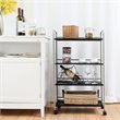 Costway 4-tier Steel Multifunction Rolling Storage Cart in White/Black