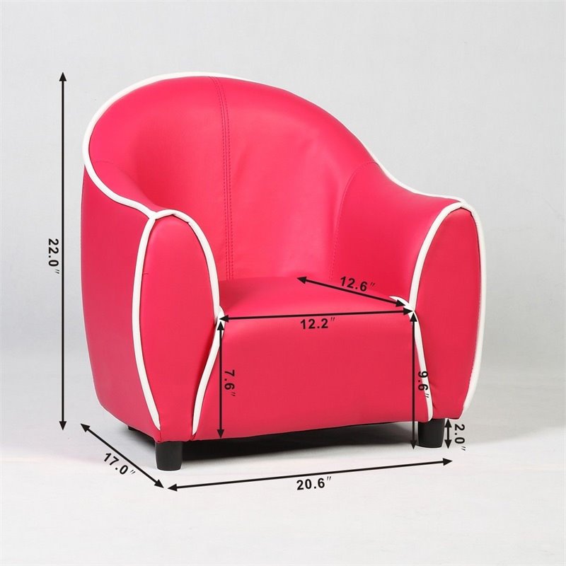 Costway Contemporary Polyurethane and Wood Kids Sofa in Red Finish