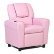 Costway Polyurethane Kids Recliner with Cup Holder in Pink Finish