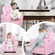 Costway Polyurethane Kids Recliner with Cup Holder in Pink Finish