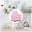 Costway Polyurethane Kids Recliner with Cup Holder in Pink Finish