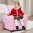 Costway Polyurethane Kids Recliner with Cup Holder in Pink Finish