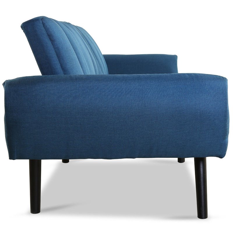 Costway Contemporary Wood and Sponge Sofa Futon Bed Sleeper in Blue