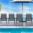 Costway Iron and Fabric Patio Folding Chair with Armrest in Gray (Set of 4)