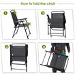 Costway Iron and Fabric Patio Folding Chair with Armrest in Gray (Set of 4)
