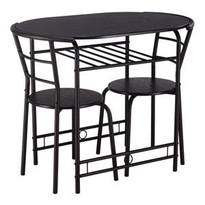 Costway 3-piece MDF and Steel Dining Set with Table and 2 Chairs in Black