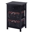Costway 3-tier Contemporary Wood Nightstand with 2 Baskets and 1 Drawer in Black
