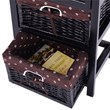 Costway 3-tier Contemporary Wood Nightstand with 2 Baskets and 1 Drawer in Black