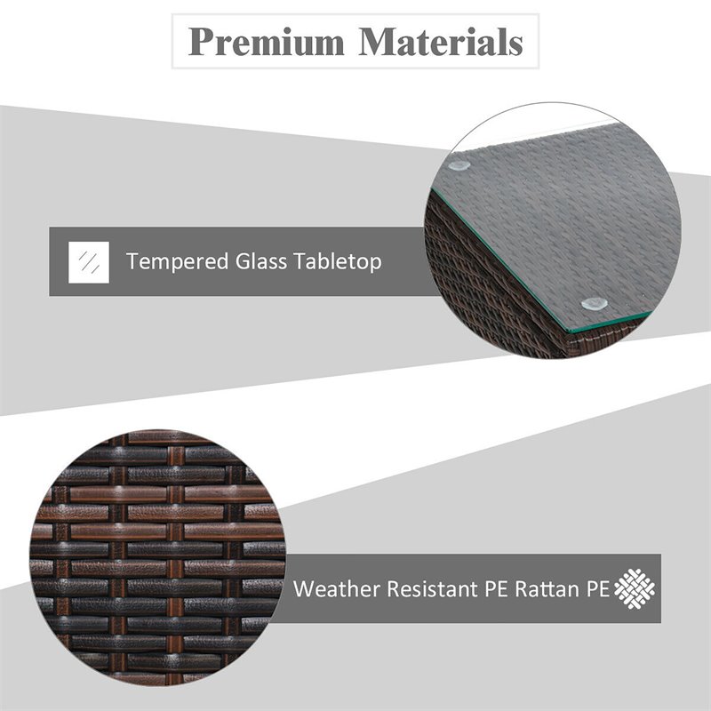 Costway 3-piece Contemporary Rattan and Steel Patio Bistro Set in Brown/Gray