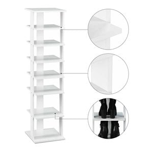 Costway 7-tier Contemporary High Quality Wood Shoes Rack in White