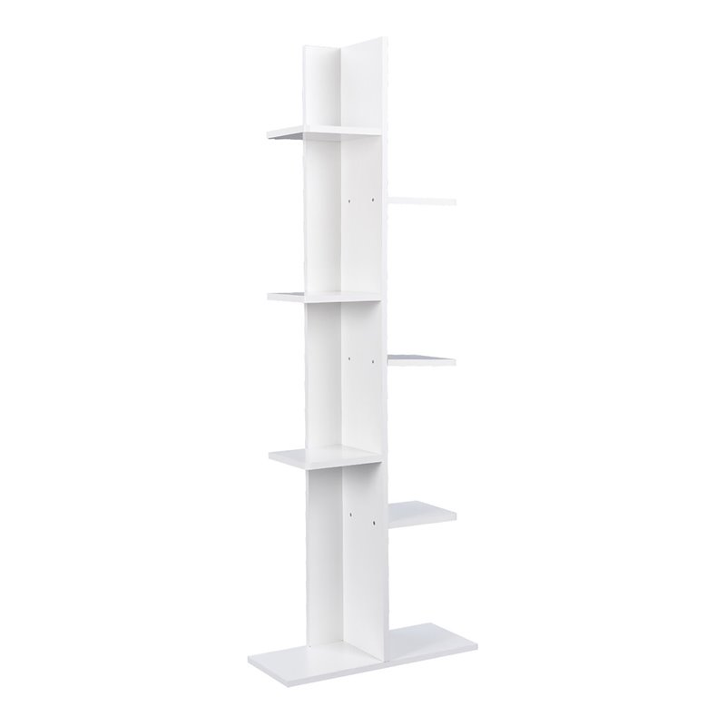 Costway 7-tier Contemporary Wood Open Concept Display Shelf in White