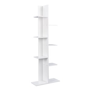 Costway 7-tier Contemporary Wood Open Concept Display Shelf in White