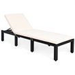 Costway Rattan Patio Lounge Chair with Seat Cushion in Black