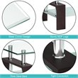 Costway Rectangular Tempered Glass and Wood Coffee Table with Shelf in Brown