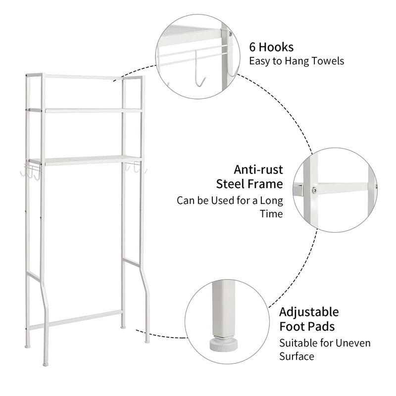 Costway 2-tier Contemporary Steel Bathroom Spacesaver in White Finish