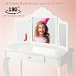 Costway MDF and Mirror Kids Vanity with Dressing Table and Stool in White