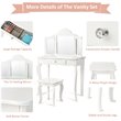 Costway MDF and Mirror Kids Vanity with Dressing Table and Stool in White