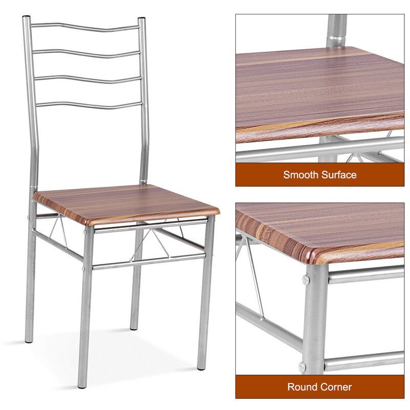 Costway 5-piece MDF and Metal Dining Set with Table and 4 Chairs in Silver