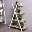 Costway 4-tier Contemporary MDF X-Shape Shelf Bookcase in Natural