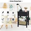 Costway Contemporary MDF Nightstand with Drawer and Shelf in Brown