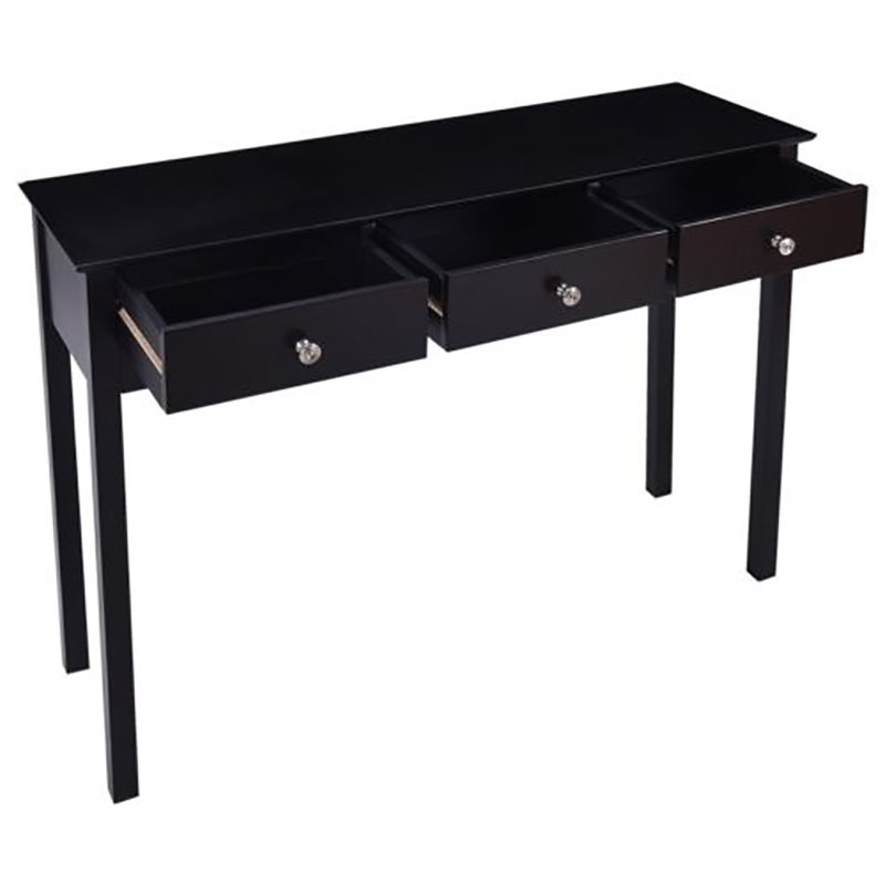 Costway 3-drawer Contemporary MDF Board Console Table in Black