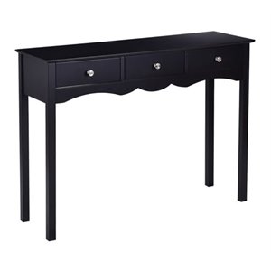 Costway 3-drawer Contemporary MDF Board Console Table in Black