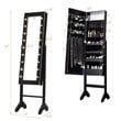 Costway MDF Board Mirrored Jewelry Cabinet with 18 LED Lights in Black