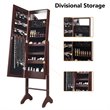 Costway MDF Board Mirrored Jewelry Cabinet with 18 LED Lights in Brown