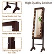 Costway MDF Board Mirrored Jewelry Cabinet with 18 LED Lights in Brown
