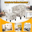 Costway Contemporary Birch Wood & Cotton Accent Chair with Ottoman in Beige