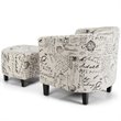 Costway Contemporary Birch Wood & Cotton Accent Chair with Ottoman in Beige