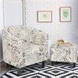Costway Contemporary Birch Wood & Cotton Accent Chair with Ottoman in Beige