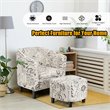 Costway Contemporary Birch Wood & Cotton Accent Chair with Ottoman in Beige