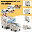 Costway Contemporary Birch Wood & Cotton Accent Chair with Ottoman in Beige